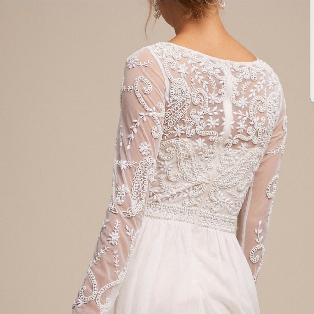 Long sleeve beaded wedding dress